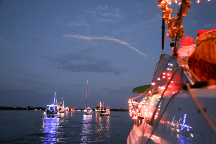 Head to nearby Ocean Isle for the annual Flotilla Parade. Held the Saturday after Thanksgiving, the event kicks off at dusk in Shallotte Point.