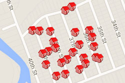 Map of Properties 36th to 39th Street