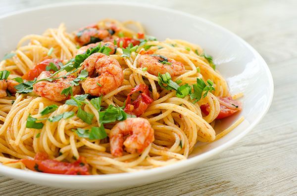 Shrimp on Pasta