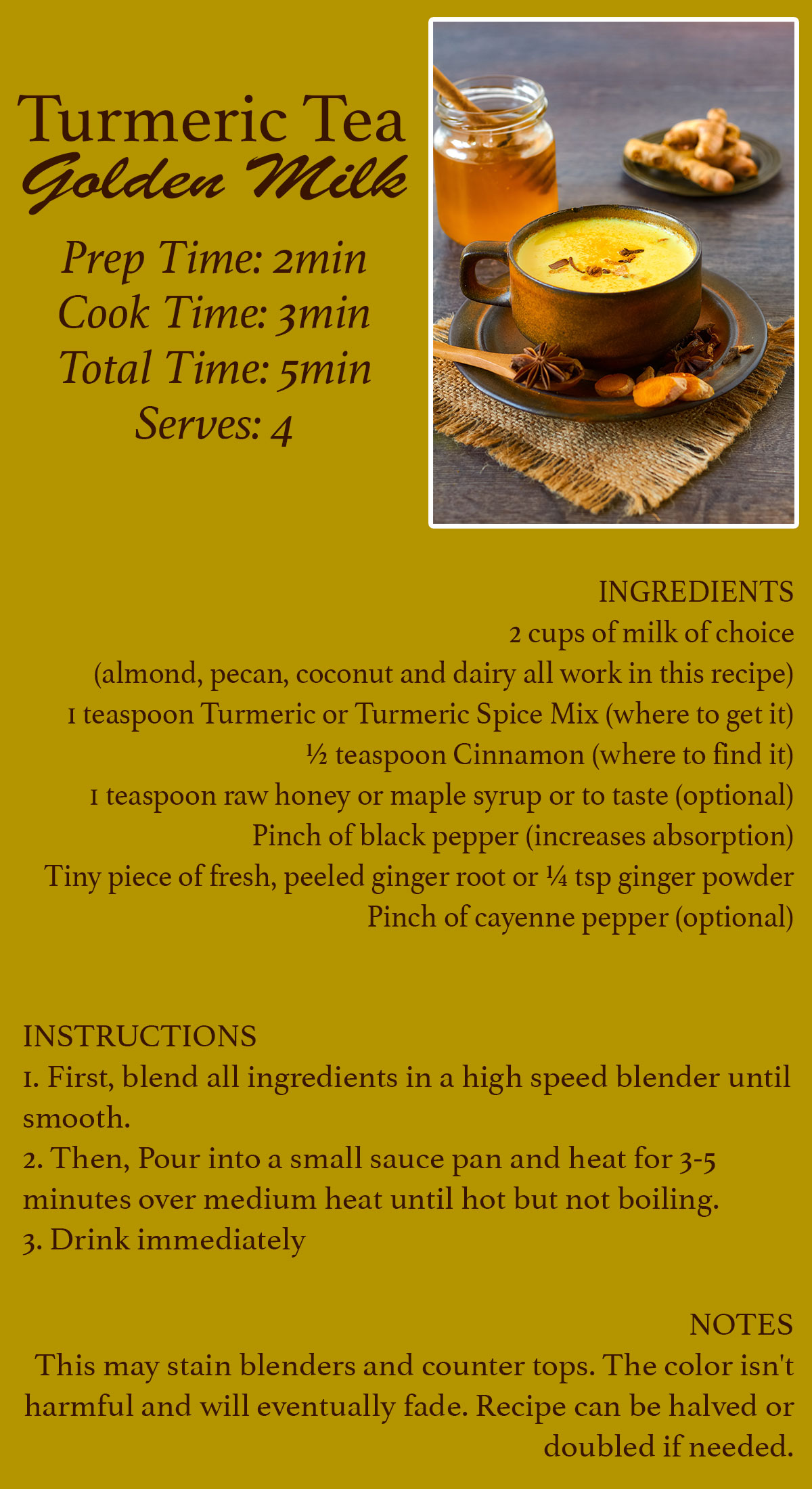 Turmeric Tea Recipe Card