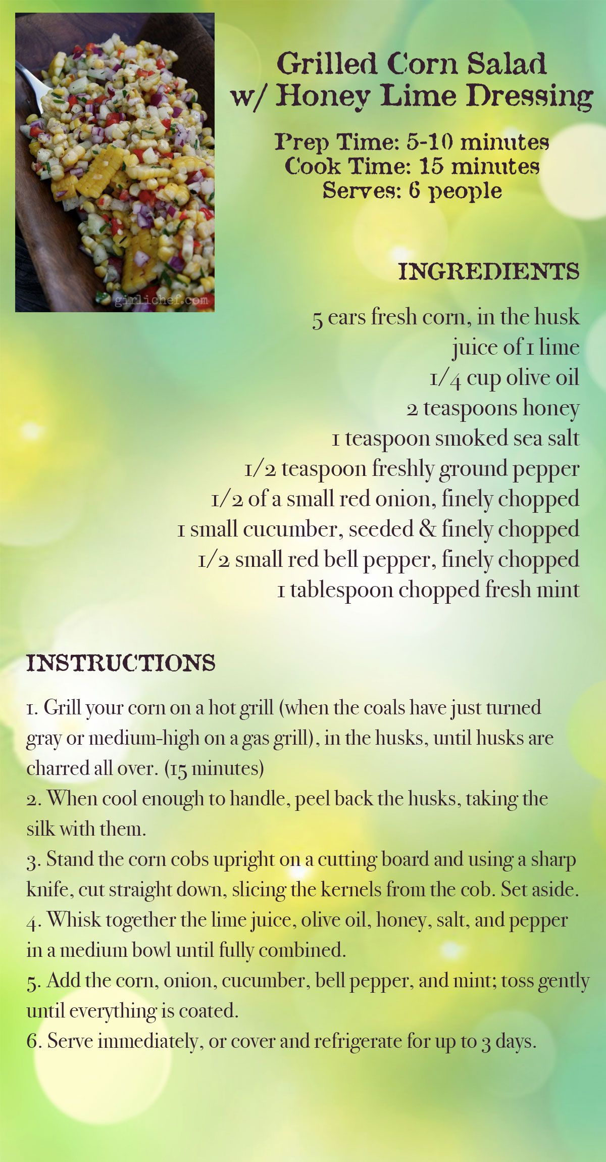 Grilled Corn Salad Recipe Card