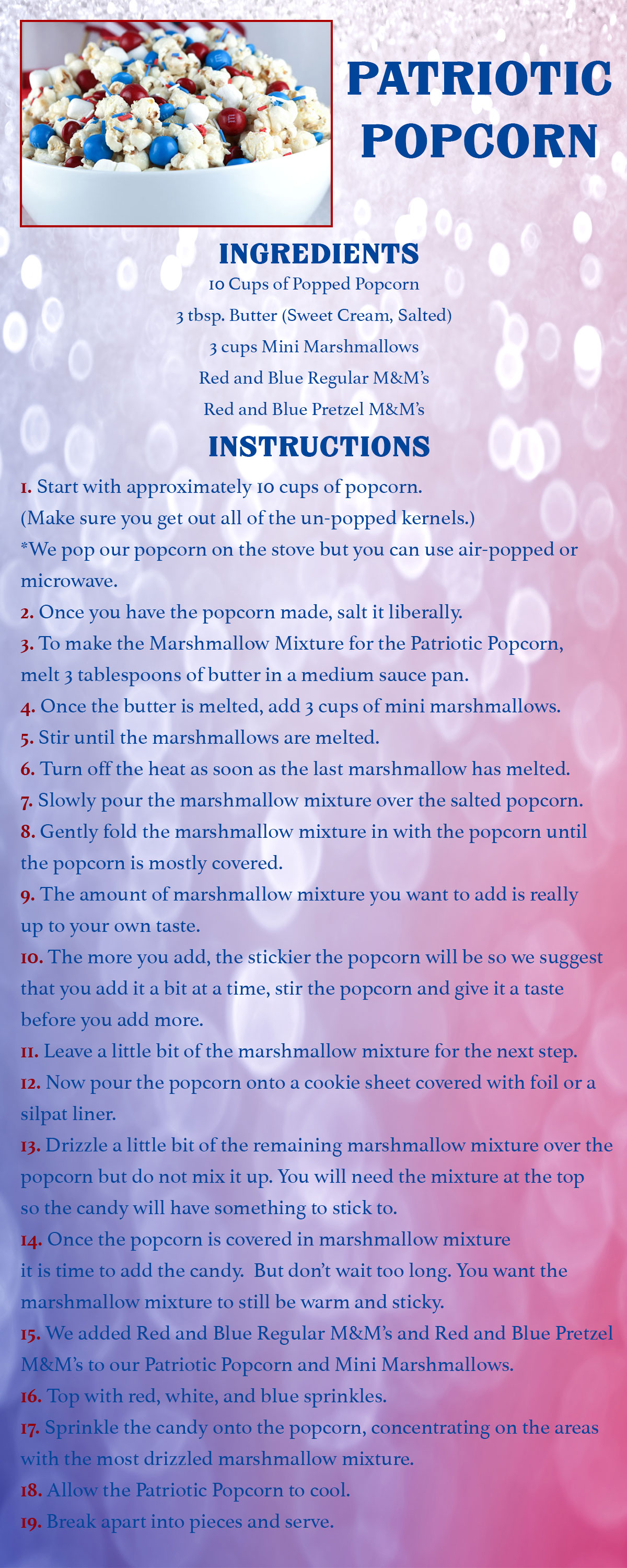 Patriotic Popcorn Recipe Card