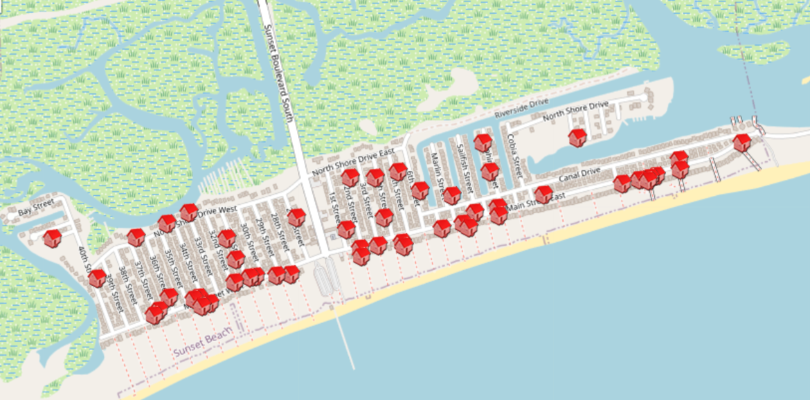 Sunset Beach Rental Property Map | Sunset Vacations