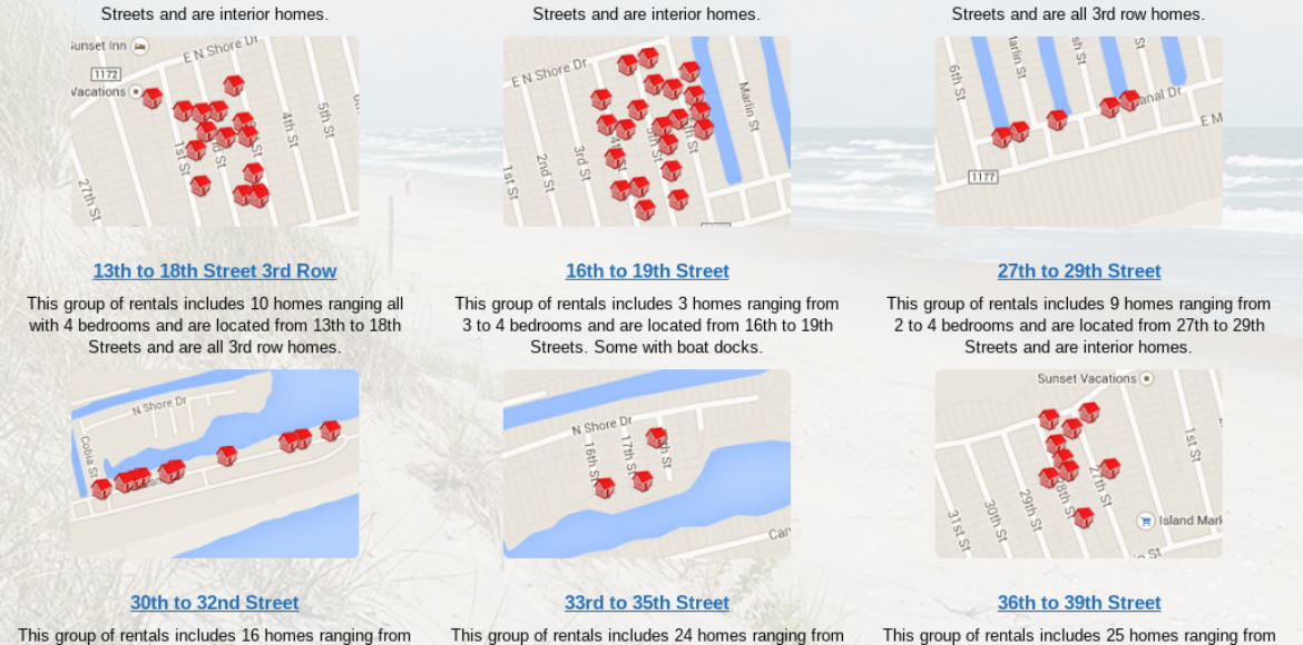 Neighboring Vacation Homes Map | Sunset Vacations